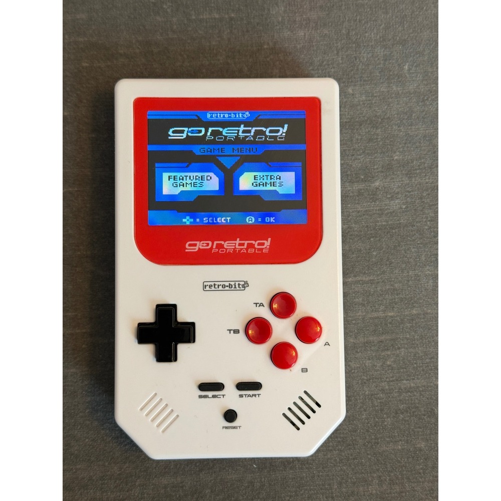 Retro-Bit GoRetro! Portable Handheld Gaming Console White Red Tetris BurgerTime